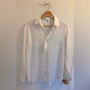 nwt uniqlo sateen long sleeve blouse